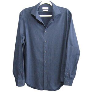 Calvin Klein Slim Fit Stretch Blue Bar Stripe Button Up Shirt Mens Size L 16 1/2